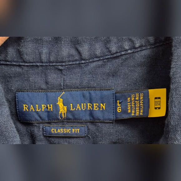 Polo Ralph Lauren Men's Short Sleeve Linen Shirt Newport Navy Blue Size Large - Picture 5 of 6